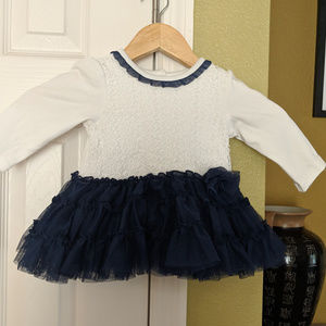 Little Me Blue and White Baby Dress 9 months
